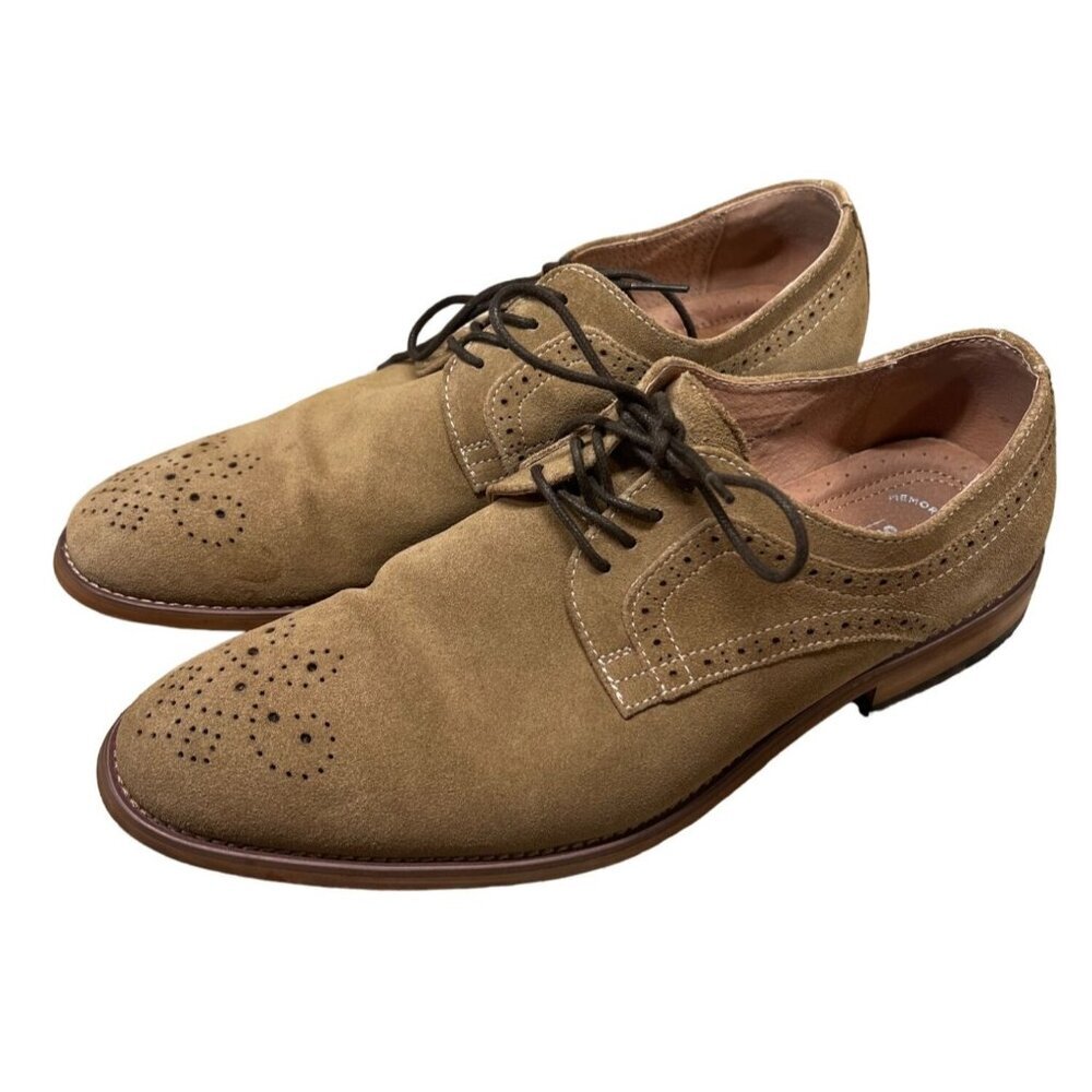 Stacy Adams Mens Suede Oxford Dress Shoes 9M‎ Tan Leather Upper & Lining NWOT